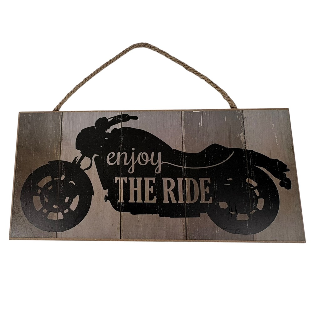 Unbranded Motorcycle Wall Sign Unisex OS Grey Excellent Enjoy The Ride Rustic